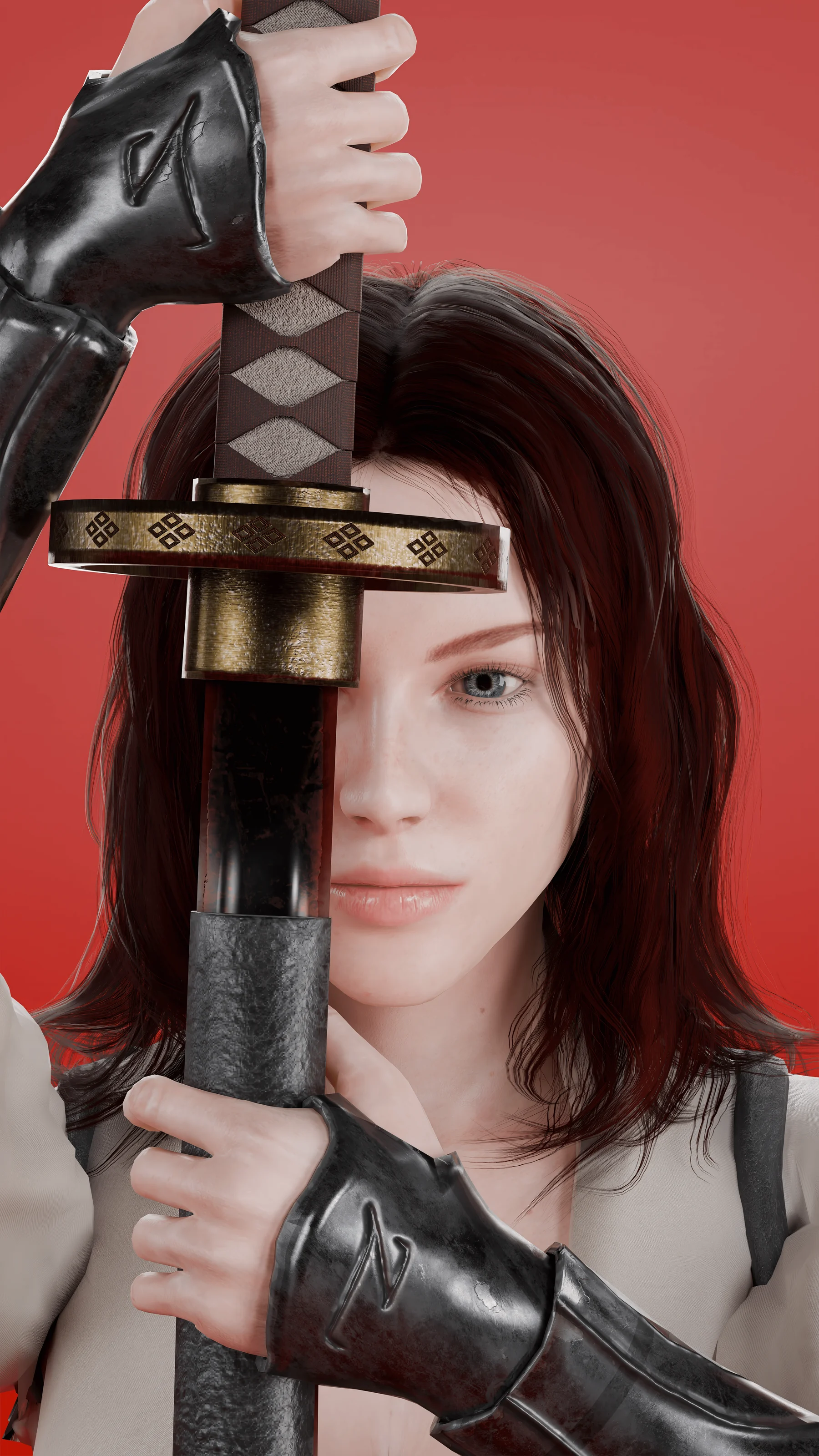 Samurai Woman AAA character render by Ahmad Sheraz